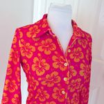 frankie's bikinis Pink Orange Floral Terry Button Down Shirt Photo 3