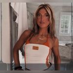 Amazon Cutest Y2K Orange and White Halter Crop Top Photo 1