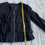 INC International Concepts Black Faux Suede Tiered Ruffle Jacket M Bell Sleeves Size M Photo 6