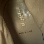 Fendi Women’s Cognac Brown Leather New High Heeled Boots Size 39 8.5 Gold Buckle Photo 11