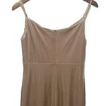 Revelry Skye Velvet Bridesmaid Gown Women’s Size 4 Champagne Slit Formal Dress Tan Photo 6