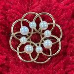 VTG Krementz infinity circle overlay gold filled and cultured pearl brooch pin Photo 0