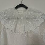 ZARA  Sheer Lace Victorian Blouse White High Neck Ruffle Collar Size M‎ Photo 8