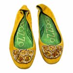APEPAZZA Simba Ballet Flat Yellow Suede Rhinestones Round Toe Leather Shoes 8 Photo 3