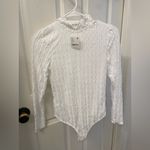 Free People  intimately White Textured Long Sleeve Bodysuit Photo 4