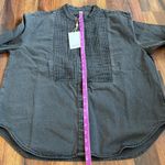 Quince  Distressed Denim Tuxedo Shirt Pleated Button Down Large Photo 8