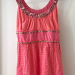 Free People Pink Embroidered Floral Tie Back Tank Top, Size 10 Photo 0