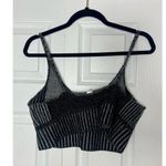 Urban Outfitters Out From Under Black Dark Grey Ribbed Knit V-Neck Crop Top Bralette Size Large Photo 4