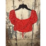 Mable Two Piece Set, crop top and shorts, red floral size Medium Photo 3