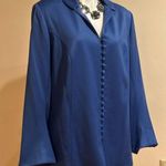 Buttons Jimmy Gamba Blue Vintage Pant Suit Set Sz 16 Fabric Bell Sleeves Collard Photo 0