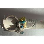 Vtg Sterling Silver Hoop Earrings Dangles Acrylic Flower Leaf 2" Estate 9.27g Photo 3