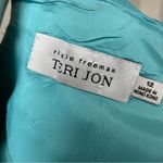 Rickie Freeman for Teri Jon Turquoise Silk Sheath Dress 12 Blue Photo 4