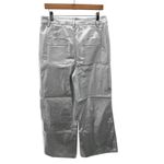 ANNIEWEAR DENIM Silver Metallic Wide Leg Cropped Pants Women's XL NWT Western Photo 2