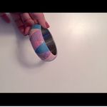 Vintage pastel triangle patchwork snakeskin bangle bracelet pink purp turquoise Photo 4