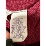 LL Bean Women Sweater Cardigan Vtg Fisherman Cable Knit Pink Magenta Wood Button Size L Photo 4