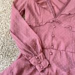 ASOS Design Long Sleeve Lace Trim Ruffle Midi Dress Deep Rose Size 6 Photo 10