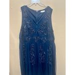 Maya Deluxe Plus Size Blue Beaded Embellished Sleeveless Tulle Dress Blue Photo 4