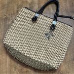Brighton Woven Straw Shoulder Bag Olive Tan Charms Leather Photo 4