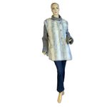 VINTAGE 1980’S CHEYENNE BY HILLMOOR GRAY & WHITE FAUX FUR & KNIT COAT (XL) Photo 3