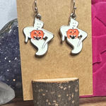 Ghost and Pumpkin Dangle Earrings White Photo 0