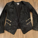 Cache  open front cardigan jacket duster Faux Suede Soft Motto Black Zipper 6 Photo 0