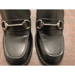 Marc Fisher Black Heeled Loafers 6M Block Heel Horsebit Lug Sole Shoes Preppy Photo 8