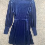 Francesca's‎ Mi Ami Dress Sz S Dark Blue Velvety Mini Wrap Dress Long Sleeve Photo 6