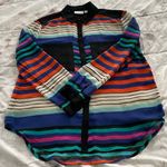 Bisou Bisou  sheer button up striped multicolored blouse size M bohemian festival Photo 4