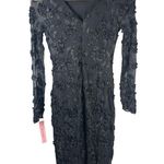 AQUA Long Sleeve Embroidered Formal Dress Black Size US 2 Photo 4
