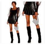 Social Tourist Black Faux Leather Pleated Mini Skirt Size Medium Photo 1