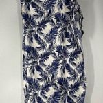 Panama Jack Linen Blend Wrap Skirt Blue White Tropical Leaves Women Size S Photo 0