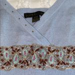 Light Blue Embellished Casmere Top Size XS Photo 6
