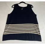Ralph Lauren Ralph‎ Lauren LRL Womens 2X Sweater Tank Top Silk Blend Blue White Stripe Preppy Photo 0