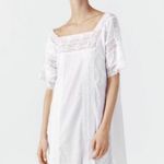 ZARA White Embroidered Lace Trim Dress with Side Vents Photo 4