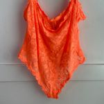 SKIMS NWOT Neon Orange Stretch Lace Intimates Thong Bodysuit Photo 9
