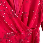 Madewell  Red Hazelwood Wrap Front Windswept Floral 3/4 Sleeve Mini Dress Size 12 Photo 2