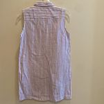 Pure Navy Sleeveless Linen Collared Button Thru Striped Shirt XS Blue Photo 6