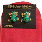 Kenneth Lane Vintage Green Enamel Frog Stud Earrings Photo 0