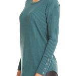 Chaser  Waffle Knit Button Cuff Top – Teal – Size Small EUC Casual Fall Layer Photo 11