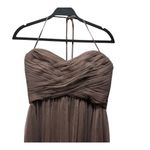 Amsale Womens Brown Strapless Ruched Bodice Chiffon Formal Gown Size 8 Photo 4
