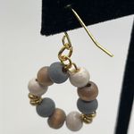 1.5” Gold Tone Beaded Earth Tone Boho Drop Earrings Gold Photo 2