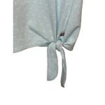 T by Talbots Light Blue White Polka Dot Tie Waist Crew Neck Top Women Size Large Photo 4