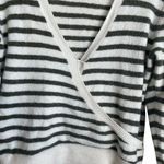 Madewell  Sweater Women M Gray Stripe Wrap Bodice Cozy Warm Contemporary Gorpcore Photo 3