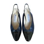 Etienne Aigner  blue and black slingback patent leather cap toe heels 6 1/2M Photo 6