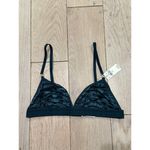 Aerie NWT  Velvet Stripe Sexy Holiday Triangle‎ Bralette Deep Forest Green Size S Photo 2