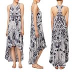 Free People  La Mar Graphic Print Hi Low Maxi Dress Size Medium White Black Photo 1