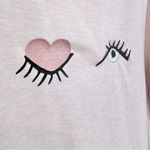 Kate Spade Wink Eye Embroidered Knit Sleep Shirt Nightgown Women's Medium Pink Photo 3