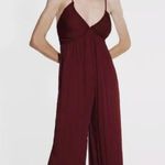 ZARA NWT LONG CROSSED BACK JUMPSUIT Chiffon Fabric Small Bloggers Fave Burgundy Photo 2