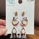 Time and Tru Pineapple Studs and Tassel Earrings and Hoop Earrings Set Gold Photo 2