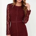 Adelyn Rae  Sweet as Sugar Burgundy Long Sleeve Lace Dress Photo 0
